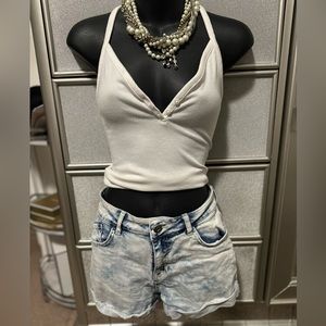 Light Blue Acid Wash Denim Short